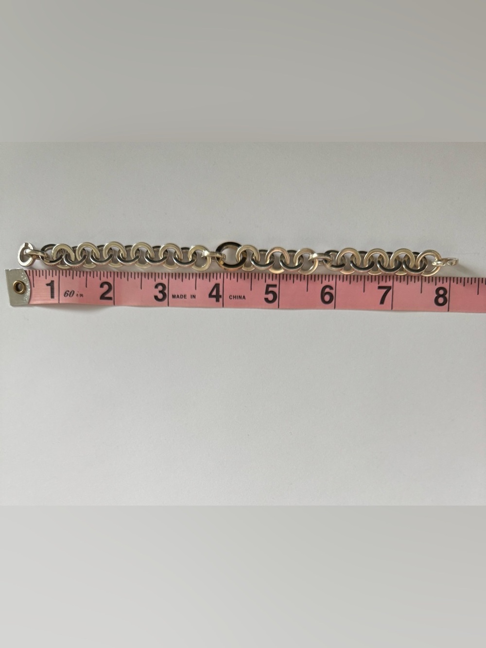 Tiffany & Co. Round Circle Link Sterling Silver Bracelet with middle gold link - Picture 4 of 4